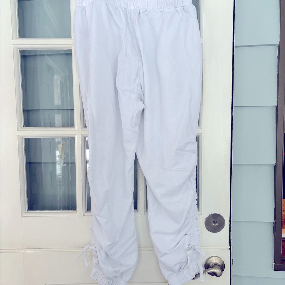 Carbon 38 - White, high-end, Side leg drawstring sweat pants
